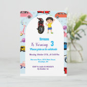 Custom Niedlich car Motorrad Geburtstagsparty Einl Einladung (Stehend Vorderseite)