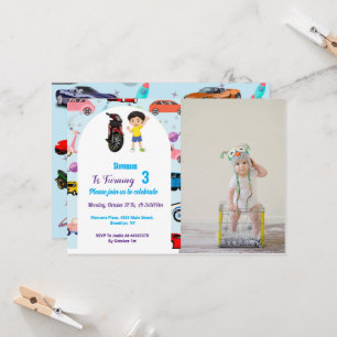 Custom Niedlich car Motorrad Geburtstagsparty Einl Einladung