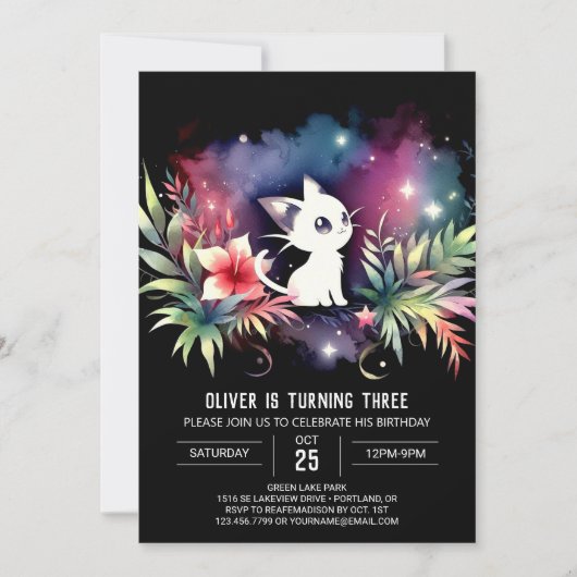 Custom Niedlich Cat Geburtstag Einladung (Vorderseite)