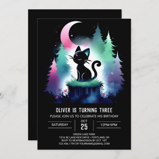 Custom Niedlich Cat Geburtstag Einladung (Vorne/Hinten)