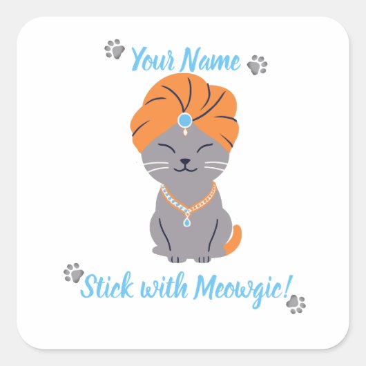 Custom Niedlich Cat Sticker - Mit Meowgic festhalt (Vorderseite)