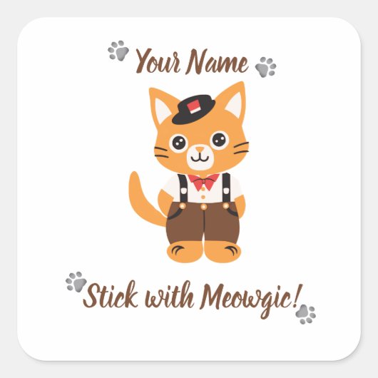 Custom Niedlich Cat Sticker - Mit Meowgic festhalt (Vorderseite)