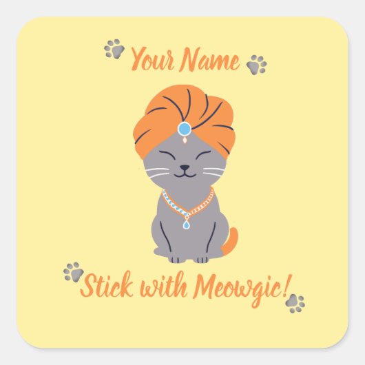 Custom Niedlich Cat Sticker - Mit Meowgic festhalt (Vorderseite)