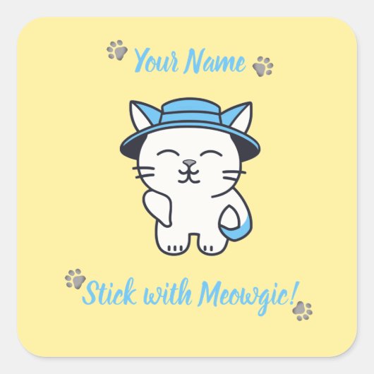 Custom Niedlich Cat Sticker - Mit Meowgic festhalt (Vorderseite)