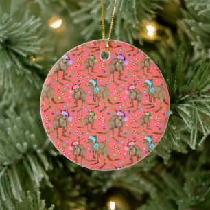 Custom Niedlich Christmas Kangaroo Rosa Keramik Or Ornament