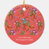 Custom Niedlich Christmas Kangaroo Rosa Keramik Or Ornament (Hinten)