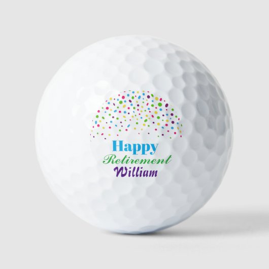 Custom Niedlich Colorful Confetti Happy Retirement Golfball (Vorderseite)
