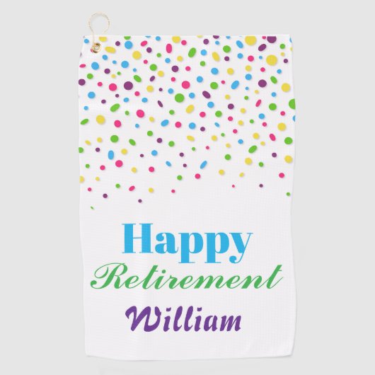 Custom Niedlich Colorful Confetti Happy Retirement Golfhandtuch (Vorderseite)