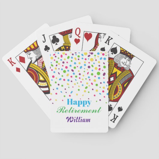 Custom Niedlich Colorful Confetti Happy Retirement Spielkarten (Rückseite)