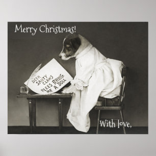 Custom Niedlich Dog Weihnachts Wohngestaltung Post Poster