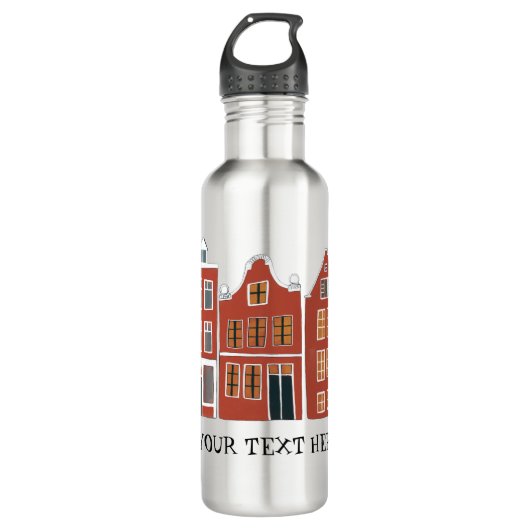 CUSTOM Niedlich Dutch Houses Amsterdam Holland Edelstahlflasche (Vorderseite)
