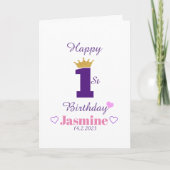 Custom Niedlich Elegant White Baby Happy 1. Geburt Karte (Vorderseite)