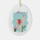 Custom Niedlich Fiesta Llama & Cactus Keramik Ornament (Rechts)