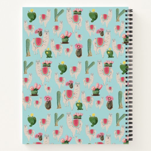 Custom Niedlich Fiesta Llama & Cactus Notizblock (Rückseite)