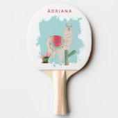 Custom Niedlich Fiesta Llama & Cactus Table Tennis Tischtennis Schläger (Rückseite)