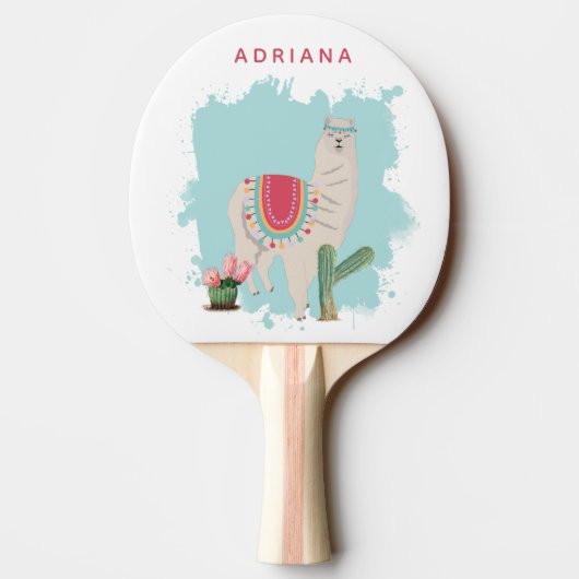 Custom Niedlich Fiesta Llama & Cactus Table Tennis Tischtennis Schläger (Rückseite)