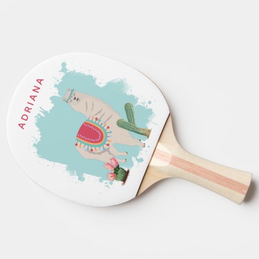 Custom Niedlich Fiesta Llama & Cactus Table Tennis Tischtennis Schläger (Seitenansicht)