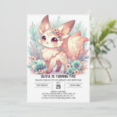 Custom Niedlich Fox Digital Geburtstag Einladung (Stehend Vorderseite)