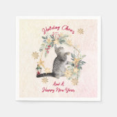 Custom Niedlich Fun Cat Snowflakes Grüne Weihnacht Serviette (Vorderseite)