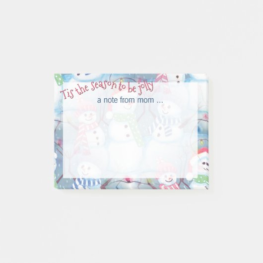 Custom Niedlich Fun Funny Holiday Snowmen Muster Post-it Klebezettel (Vorderseite)