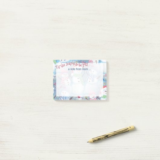 Custom Niedlich Fun Funny Holiday Snowmen Muster Post-it Klebezettel (Auf Schreibtisch)