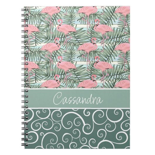 Custom Niedlich Fun Pink Flamingoes Palm Leafs Mus Notizblock (Vorderseite)