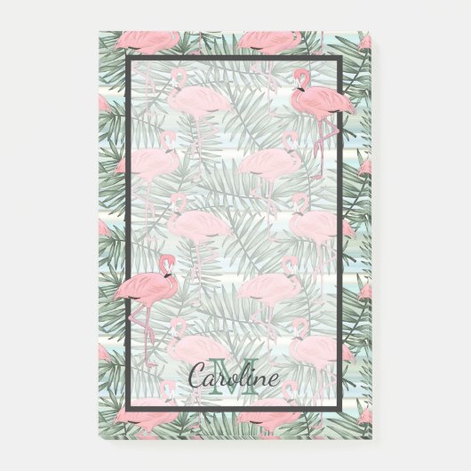 Custom Niedlich Fun Pink Flamingoes Palm Leafs Mus Post-it Klebezettel (Vorderseite)