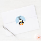Custom Niedlich Funny Cartoon Pinguin Blue Stripes Runder Aufkleber (Umschlag)