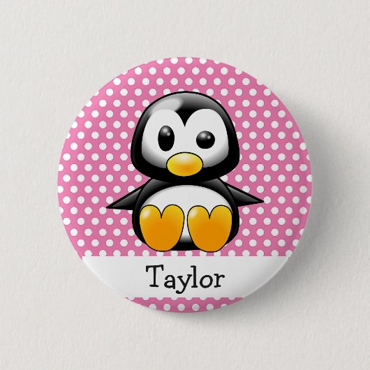 Custom Niedlich Funny Cartoon Pinguin Button (Vorderseite)