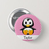 Custom Niedlich Funny Cartoon Pinguin Button (Vorne & Hinten)