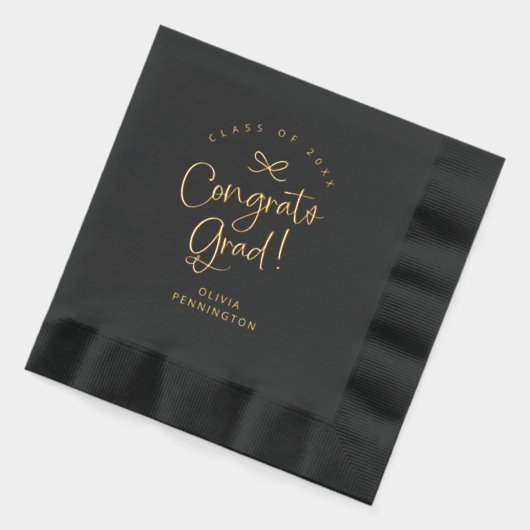 Custom Niedlich Girl Bow Glückwunschs Grad Gold Servietten Mit Folie (Links)