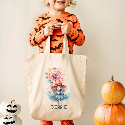 Custom Niedlich Girly Pink Hexenfarbe Halloween Tragetasche