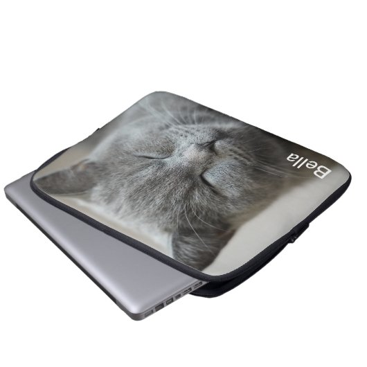 Custom Niedlich Grey Kitty Face Foto Laptopschutzhülle (Vorne Knopf)