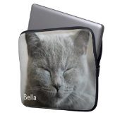 Custom Niedlich Grey Kitty Face Foto Laptopschutzhülle (Vorderseite Links)