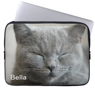 Custom Niedlich Grey Kitty Face Foto Laptopschutzhülle