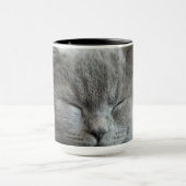 Custom Niedlich Grey Kitty Face Foto Tasse (Zentrum)