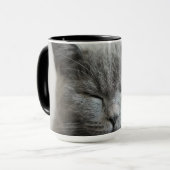 Custom Niedlich Grey Kitty Face Foto Tasse (Vorderseite Links)