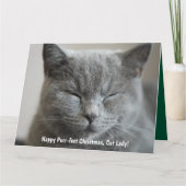 Custom Niedlich Grey Kitty Foto Purr-fect Weihnach Karte (Vorderseite)