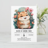 Custom Niedlich Hamster Birthday Einladung (Stehend Vorderseite)