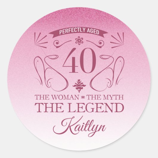 Custom Niedlich Happy 40. Geburtstag Runder Aufkleber (Vorderseite)
