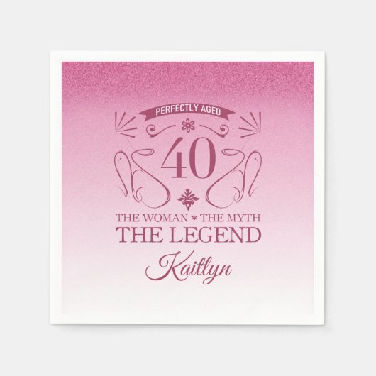 Custom Niedlich Happy 40. Geburtstag Serviette (Vorderseite)