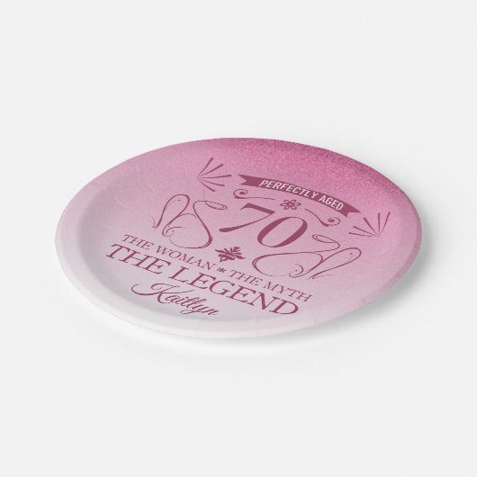 Custom Niedlich Happy 70. Geburtstag Pappteller (Schrägansicht)