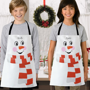 Custom Niedlich Happy Lächeln Snowman Gesicht Schürze