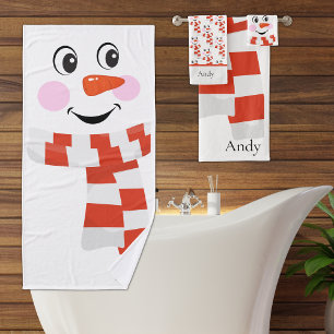 Custom Niedlich Holiday Happy Lächeln Snowman Gesi Badhandtuch Set