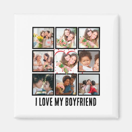 Custom Niedlich I Liebe meinem Freund 9 Foto Colla Magnet (Vorne)