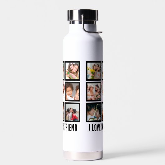 Custom Niedlich I Liebe meinem Freund 9 Foto Colla Trinkflasche (Links)