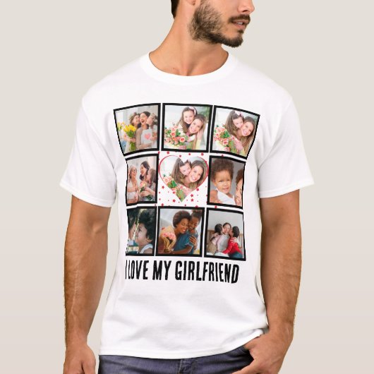 Custom Niedlich I Liebe meiner Freundin 9 Foto Col T-Shirt (Vorderseite)