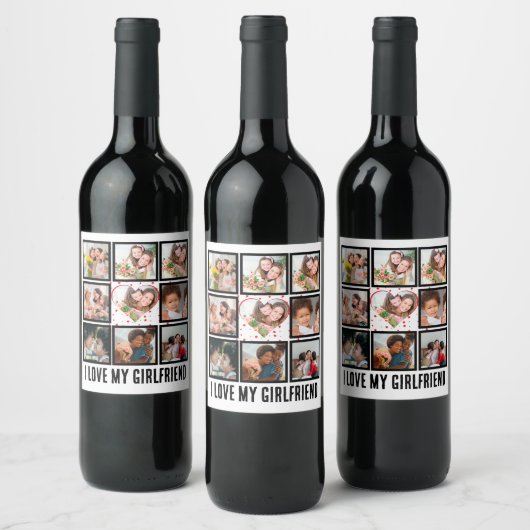 Custom Niedlich I Liebe meiner Freundin 9 Foto Col Weinetikett (Flaschen)
