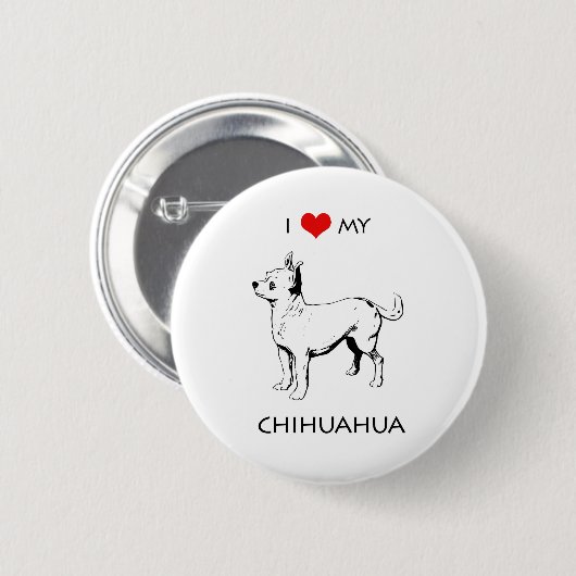 Custom Niedlich I Liebe My Chihuahua Button (Vorne & Hinten)