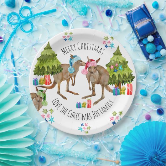 Custom Niedlich Kangaroo Weihnachtszeitung Teller (Party)